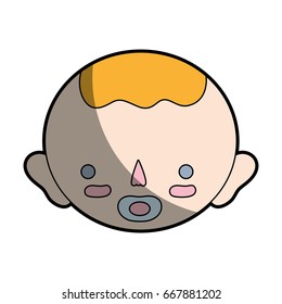 baby boy head with pacifier and hairstyle