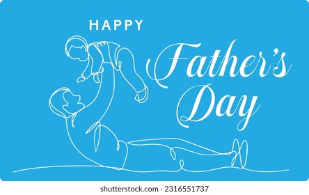 Baby boy holding his fathers, close up Father's Day poster or banner template with necktie on color background. Greetings and presents for Father's Day in flat lay styling.