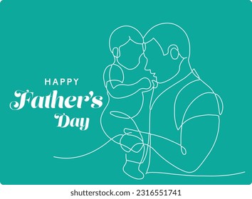 Baby boy holding his fathers, close up Father's Day poster or banner template with necktie on color background. Greetings and presents for Father's Day in flat lay styling.