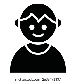 Baby boy icon Flat outline fill black and white