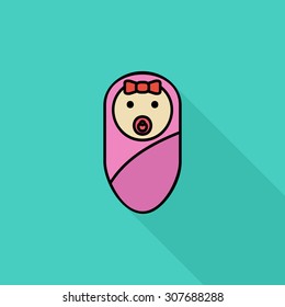 Baby boy icon. Flat vector related icon with long shadow for web and mobile applications. It can be used as - logo, pictogram, icon, infographic element. Vector Illustration. 