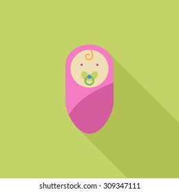 Baby boy icon. Flat vector related icon with long shadow for web and mobile applications. It can be used as - logo, pictogram, icon, infographic element. Vector Illustration.