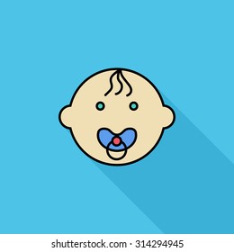 Baby boy icon. Flat vector related icon with long shadow for web and mobile applications. It can be used as - logo, pictogram, icon, infographic element. Vector Illustration.