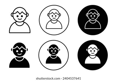 Baby boy icon. little happy newborn baby child kid or infant toddler cartoon face vector. childhood of girl or boy care symbol. young baby boy face set sign