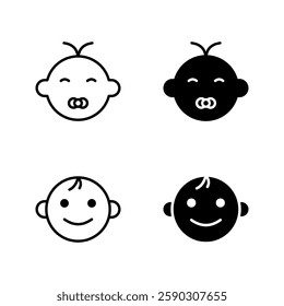 Baby boy icon set  color editable on white background