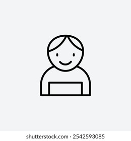 Baby boy icon in stroke line.