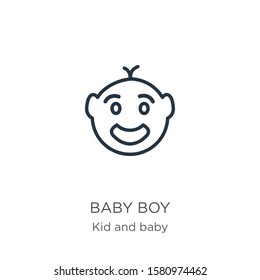 Baby boy icon. Thin linear baby boy outline icon isolated on white background from kid and baby collection. Line vector sign, symbol for web and mobile