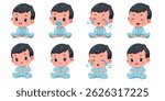 baby boy kid child expression vector illustration set