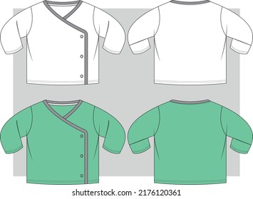 Baby boy kimono top flat sketch