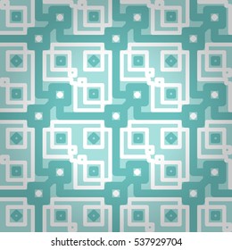 Baby boy light blue geometric seamless pattern in ancient style. Vector background.