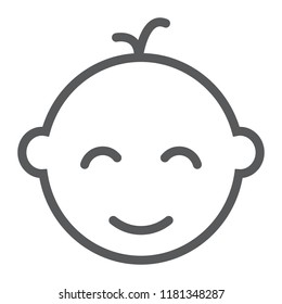 Baby boy line icon, baby and child, face sign, vector graphics, a linear pattern on a white background, eps 10.