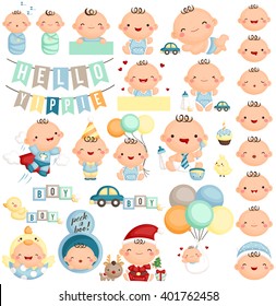 Baby Boy Milestone Vector Set