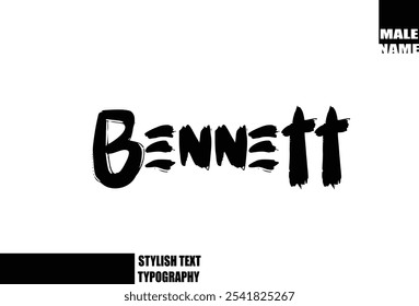 Nome Do Menino Do Bebê Bennett Em Negrito Grunge E Rough Tipografia Escova Texto