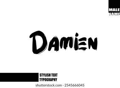Nome Do Menino Do Bebê Damien Em Negrito Grunge E Rough Escova Texto Tipografia 