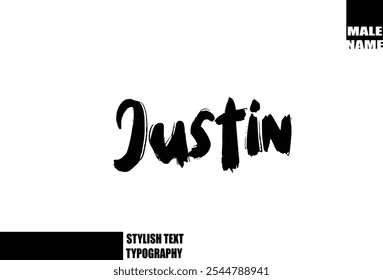 Baby Boy Name Justin In Bold Grunge And Rough Typography Brush Text