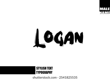 Baby Boy Name Logan In Bold Grunge And Rough Typography Brush Text