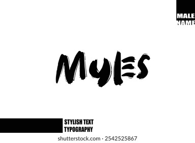 Baby Boy Name Myles In Bold Grunge And Rough Typography Brush Text