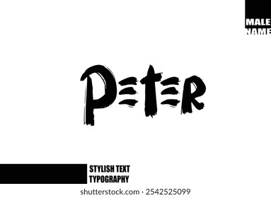 Nombre Del Bebé Peter En El Grunge Audaz Y El Texto Áspero Del Pincel De La Tipografía