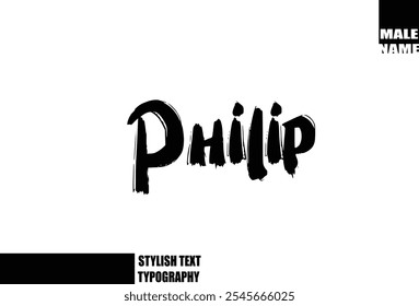 Nome do Menino do Bebê Philip Em Negrito Grunge E Rough Escova Texto Tipografia 