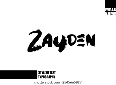 Baby Boy Name Zayden In Bold Grunge And Rough Typography Brush Text