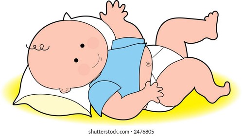 Vector Illustration Cartoon Baby Sleeping On Stock Vector (Royalty Free ...