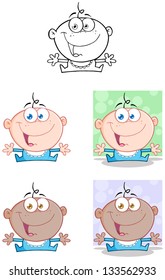 Baby Boy With Open Arms.Vector Collection