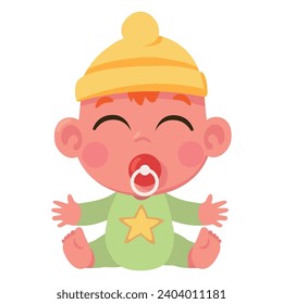 baby boy with pacifier cartoon illustration isolated