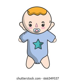 baby boy with pacifier and hairstyle