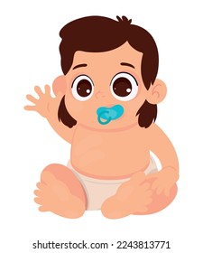 baby boy with pacifier icon isolated