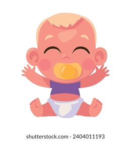 baby boy with pacifier illustration isolated