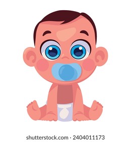 baby boy and pacifier isolated