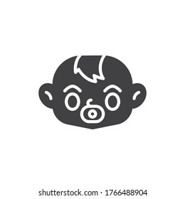 Niño bebé con un ícono vector pacificador. signo plano relleno para concepto móvil y diseño web. Bebé con un icono de glifo ficticio. Símbolo, ilustración del logotipo. Gráficos vectoriales