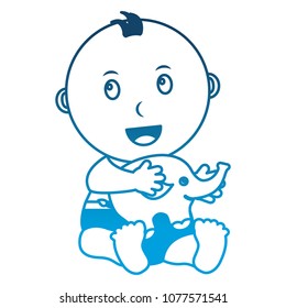 baby boy palying elephant animal toy