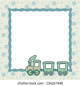 Baby Boy Photo Frame With Children's Train