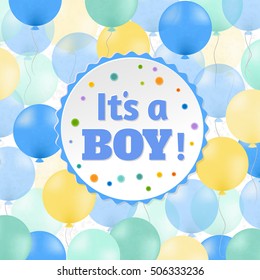 Baby Boy Postcard, With Gradient Mesh, Vector Illustration