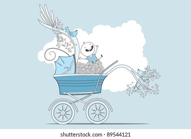 Baby Boy in a Pram