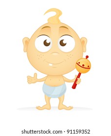 Baby boy with rattle