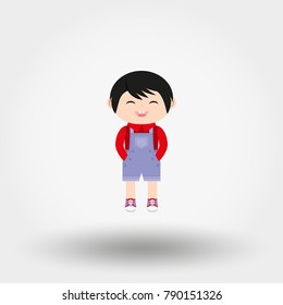 Baby boy in rompers. Icon for web and mobile application. Vector illustration on a white background. Flat design style.