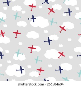 Baby Boy Seamless Pattern With Planes