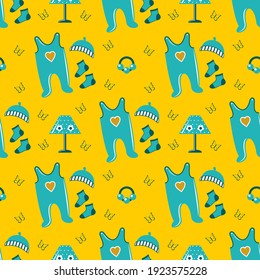 Baby boy seamless patterns. Vector illustration