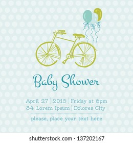 Baby Boy Shower or Arrival Card with place for your text in vector