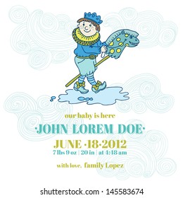 Baby Boy Shower and Arrival Card - with place for your text in vector