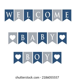 baby boy baby shower bunting banner printable vector