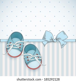 Baby boy shower card. Arrival card with place for your text.