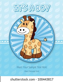 Baby boy shower card with cute giraffe