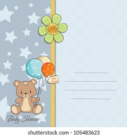 baby boy shower card with cute teddy bear