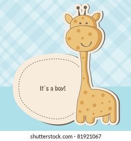 Baby Boy Shower Card With Cute Giraffe