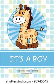 Baby boy shower card with cute giraffe