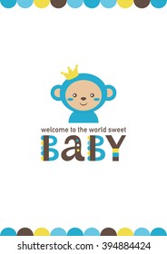 baby boy shower card design. vector illustration