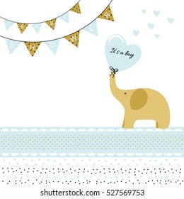 Baby boy shower card with elephant